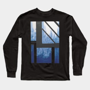 Blue Cityscape Long Sleeve T-Shirt